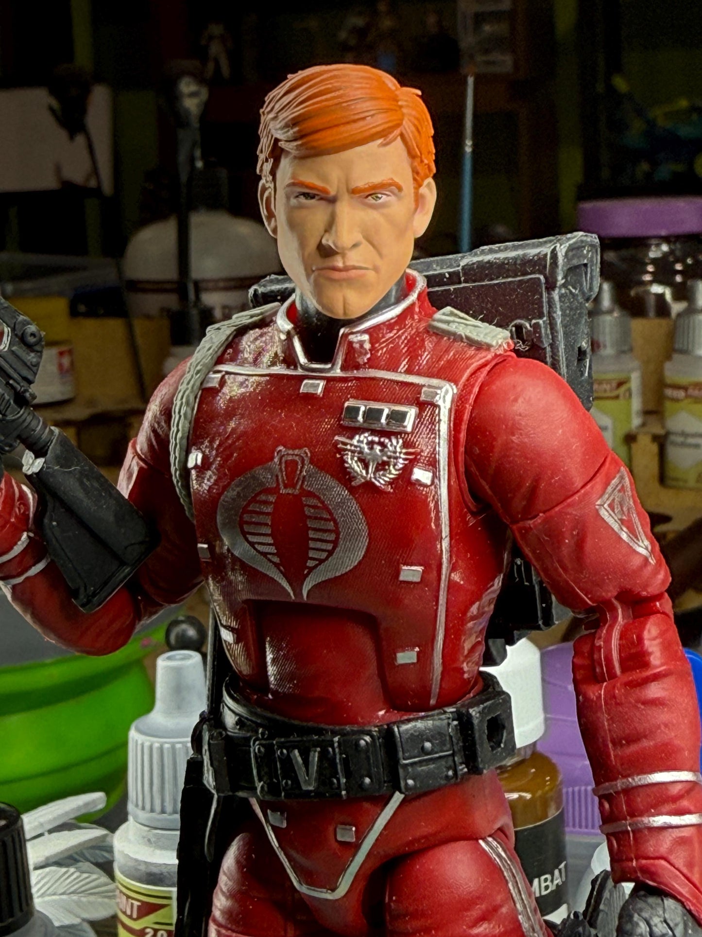 Painted GI Joe Fred Crimson Guard head for Classified